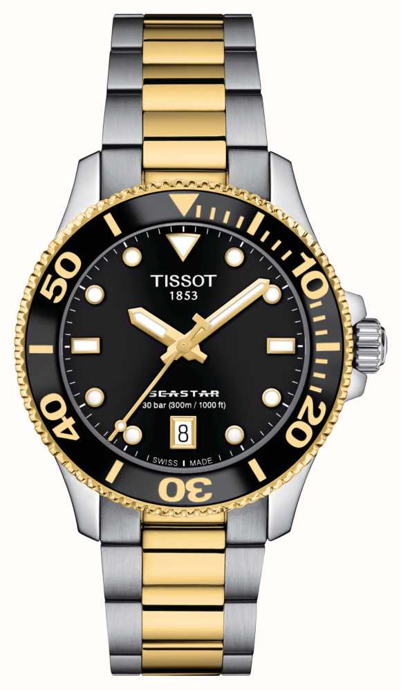 Tissot Seastar Mm Quadrante Nero Bracciale In Acciaio