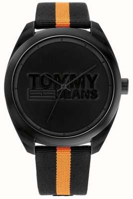 Tommy Jeans maschile | quadrante nero | cinturino in nylon nero e arancione 1792042