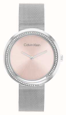 Calvin Klein femminile | quadrante rosa | bracciale in maglia di acciaio inossidabile 25200149