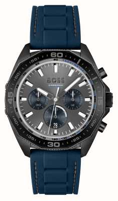 BOSS Energia maschile | quadrante cronografo grigio | cinturino in silicone blu 1513972