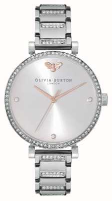 Olivia Burton femminile | quadrante argento | incastonato di cristalli | bracciale in acciaio inossidabile 24000001