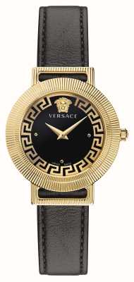 Versace Greca chic | quadrante nero | cinturino in pelle nera VE3D00322