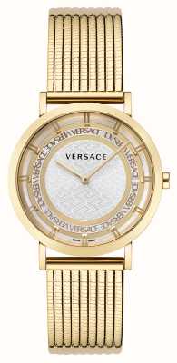 Versace Nuova generazione | quadrante argento | bracciale in maglia pvd oro VE3M00522