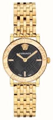 Versace Vetro Greca | quadrante nero | bracciale in acciaio pvd oro VEU300621