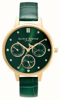 Olivia Burton femminile | quadrante multifunzione verde | cinturino in pelle verde 24000010