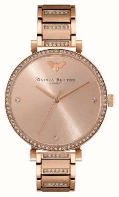 Olivia Burton Belgrave | quadrante in oro rosa | incastonato di cristalli | bracciale in acciaio inossidabile oro rosa 24000003