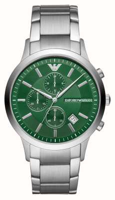 Emporio Armani maschile | quadrante cronografo verde | bracciale in acciaio inossidabile AR11507