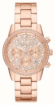 Michael Kors Ritz | quadrante cronografo in cristallo | bracciale in acciaio inossidabile oro rosa MK7302