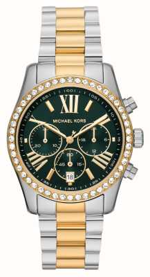 Michael Kors Lexington | quadrante cronografo verde | bracciale in acciaio inossidabile bicolore MK7303
