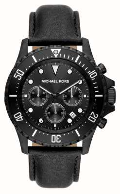 Michael Kors Everest | quadrante cronografo nero | cinturino in pelle nera MK9053
