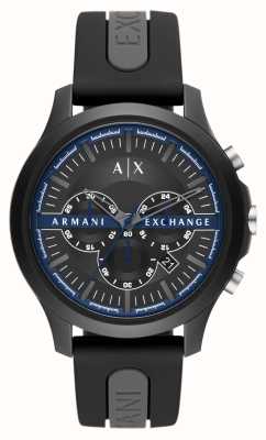 Armani Exchange maschile | quadrante cronografo nero | cinturino in silicone nero AX2447