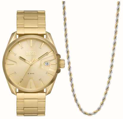 Diesel Set regalo uomo ms9 | orologio color oro | collana bicolore DZ2163SET