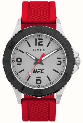 Timex X ufc gamer quadrante argento / silicone rosso TW2V58200