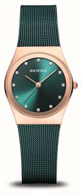 Bering classico | quadrante verde | bracciale in maglia di acciaio pvd verde 12927-868