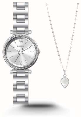 Fossil Set regalo Carlie | orologio in acciaio inossidabile | collana di madreperla ES5250SET