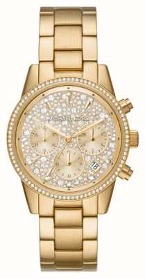 Michael Kors Riz | quadrante cronografo con cristalli | bracciale in acciaio inossidabile color oro MK7310