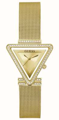 Guess Fama delle donne | quadrante triangolare in oro | bracciale in maglia d'acciaio color oro GW0508L2