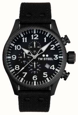 TW Steel Volante maschile | quadrante cronografo nero | cinturino in pelle e tela nera VS113