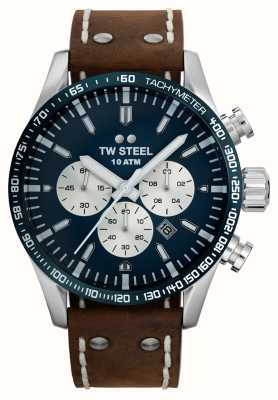 TW Steel Volante | quadrante cronografo blu | cinturino in pelle marrone VS121