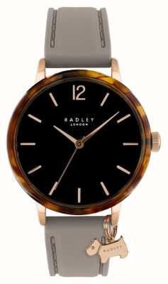 Radley Via Newick | quadrante nero | lunetta in tartaruga | cinturino in silicone grigio RY21492-DF
