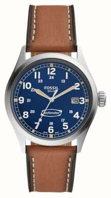 Fossil Difensore | quadrante blu | cinturino in ecopelle marrone FS5975
