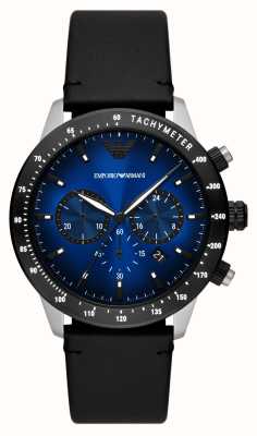Emporio Armani Uomo | quadrante cronografo blu | cinturino in pelle nera AR11522