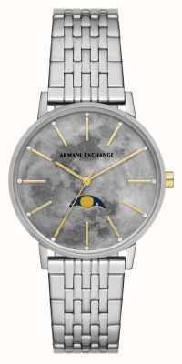 Armani Exchange femminile | quadrante grigio fasi lunari | bracciale in acciaio inossidabile AX5585