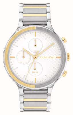 Calvin Klein femminile | quadrante cronografo bianco | bracciale bicolore in acciaio inossidabile 25200239
