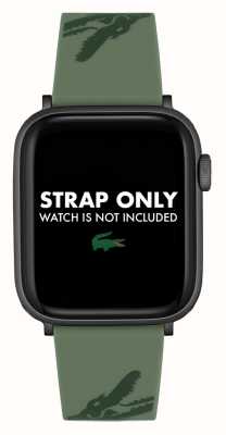 Lacoste Cinturino Apple Watch (42/44mm) in silicone verde stampa coccodrillo 2050018