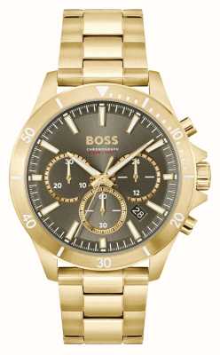 BOSS Troper maschile | quadrante cronografo cachi | bracciale in acciaio inossidabile color oro 1514059