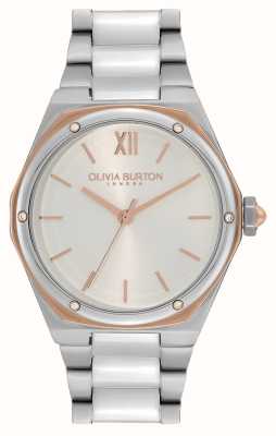 Olivia Burton Hexa di lusso sportivo | quadrante bianco | bracciale in acciaio inossidabile 24000070