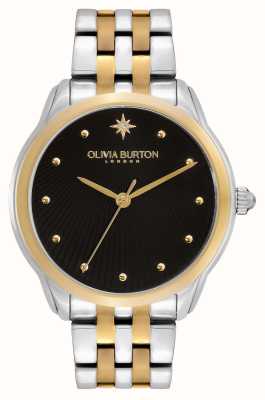 Olivia Burton Classici senza tempo luce stellare celeste | quadrante nero | bracciale bicolore in acciaio inossidabile 24000049