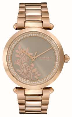 Olivia Burton Firma | quadrante floreale beige | bracciale in acciaio inossidabile color oro rosa 24000044