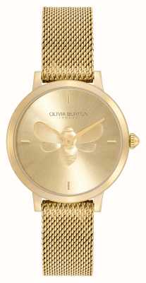 Olivia Burton Firma ape ultra sottile | quadrante oro | bracciale in maglia d'acciaio color oro 24000022
