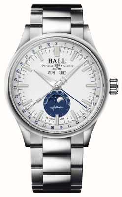 Ball Watch Company Ingegnere ii calendario lunare | 40 mm | edizione limitata | quadrante bianco e blu | bracciale in acciaio inossidabile NM3016C-S1J-WH