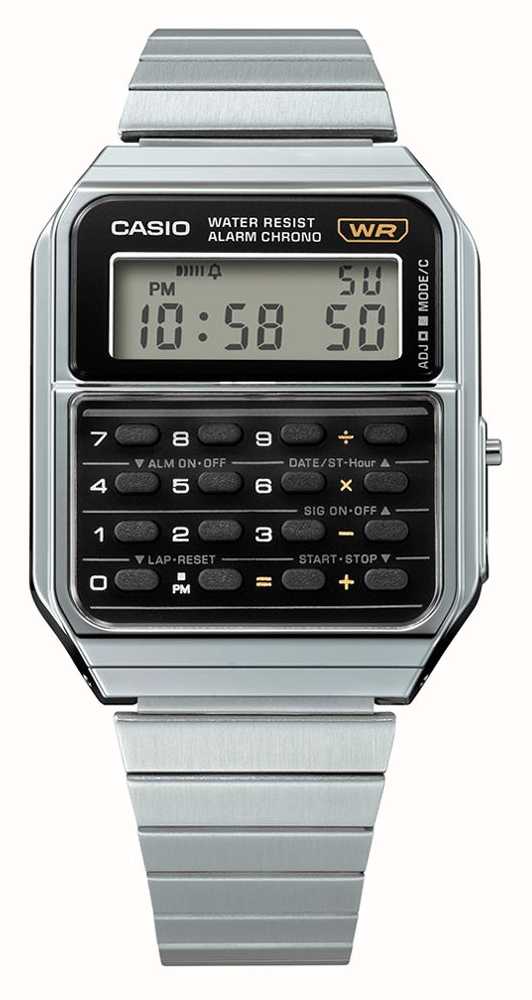 Casio Calcolatrice Vintage Nera/bracciale In Acciaio Inossidabile  CA-500WE-1AEF - First Class Watches™ ITA