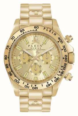Philipp Plein $treet couture date nobile (43 mm) quadrante cronografo in oro / bracciale in acciaio inossidabile con pvd oro PWCAA1121