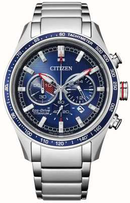 Citizen Super titanio da uomo | cronografo | guida ecologica | quadrante blu | bracciale in titanio CA4490-85L