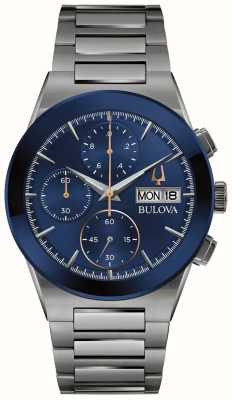 Bulova Quadrante cronografo blu millenia classico da uomo / bracciale in acciaio inossidabile grigio 98C143