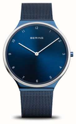 Bering Quadrante blu ultra sottile / cinturino in maglia di acciaio inossidabile blu 18440-397