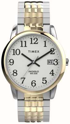 Timex Easy Reader Perfect Fit da uomo quadrante bianco/bracciale in acciaio inossidabile bicolore TW2V05600