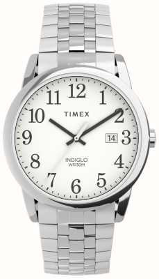 Timex Quadrante bianco easy reader da uomo/bracciale espandibile in acciaio inossidabile TW2V40000