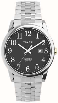 Timex Quadrante nero easy reader da uomo / bracciale espandibile in acciaio inossidabile TW2V40200