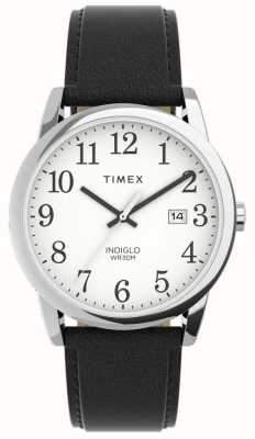 Timex Easy reader da uomo quadrante bianco cinturino in pelle nera TW2V68800