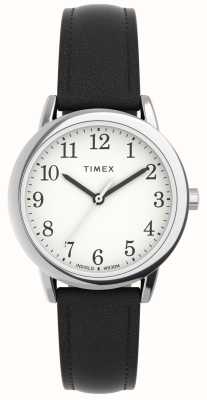 Timex Easy reader da donna quadrante bianco cinturino in pelle nera TW2V69100