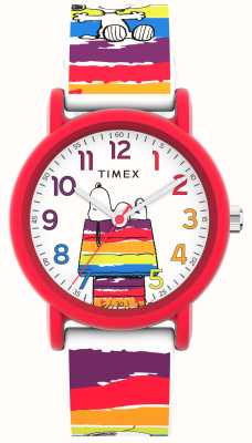 Timex Peanuts x color rush snoopy arcobaleno cuccia per cani cinturino in silicone arcobaleno TW2V77700
