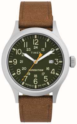Timex Cinturino in pelle marrone con quadrante verde scout da spedizione da uomo TW4B23000