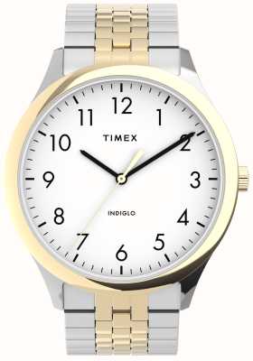 Timex Easy reader da uomo (40 mm) quadrante bianco/bracciale in acciaio inossidabile bicolore TW2U40000