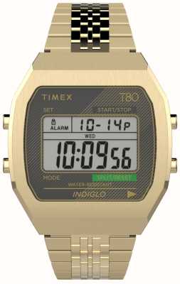 Timex Bracciale in acciaio inossidabile color oro con display digitale T80 TW2V74300