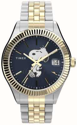 Timex Peanuts x waterbury snoopy legacy quadrante blu / bracciale in acciaio inossidabile bicolore TW2V47500